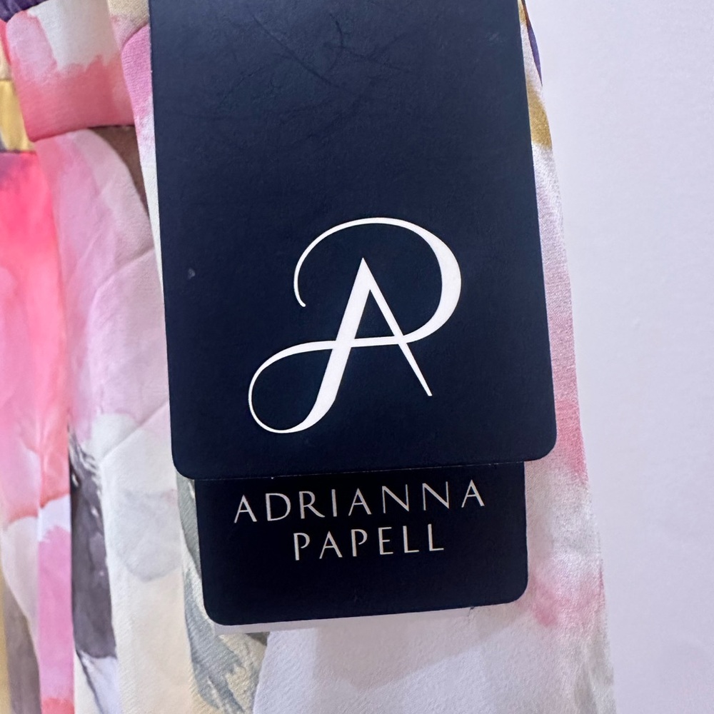 Adrianna Papell Pink Floral Ruffle Halter Midi Dress – Size 16 NWT - Picture 6 of 7